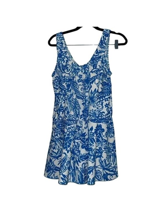 Other - Blue & White Floral Swim Dress  L With Built-In Bikini Bottom